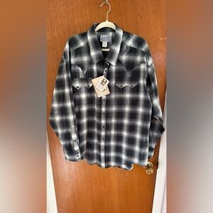 Rockmount Ranch Wear Mens Black & Blue Shadow Plaid Western Shirt 693 XXL NWT